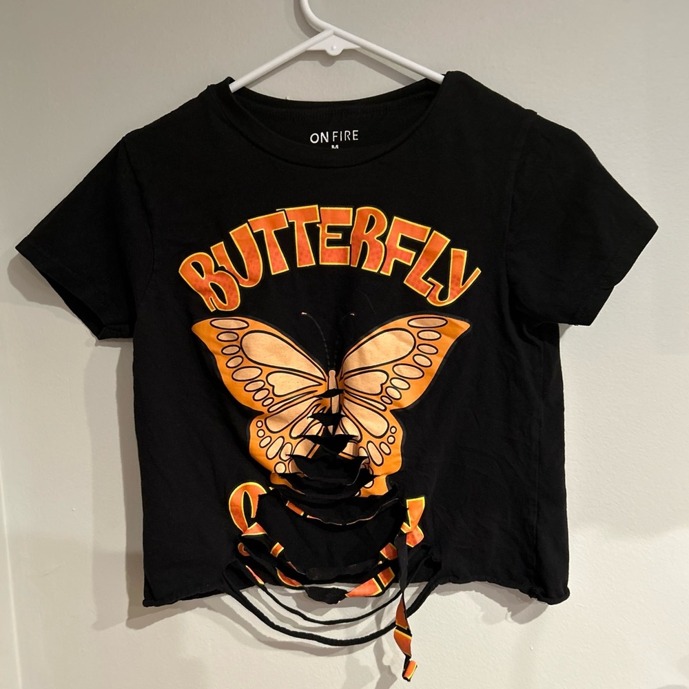 butterfly ripped t-shirt